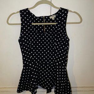 Nordstrom Black & White Dot Peplum Tank